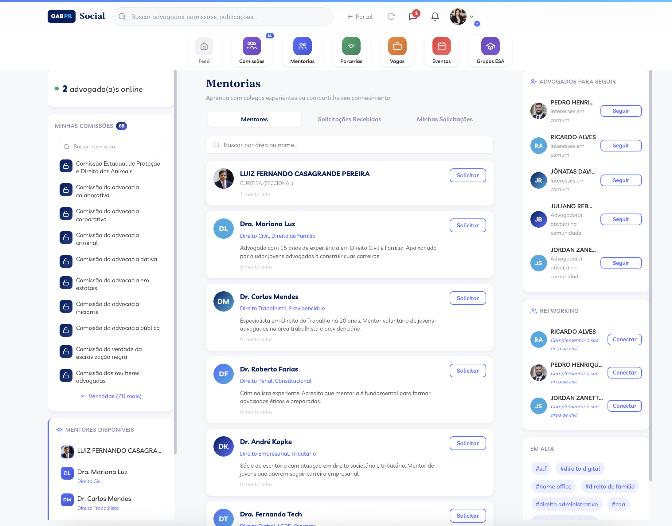 Sistema de mentorias