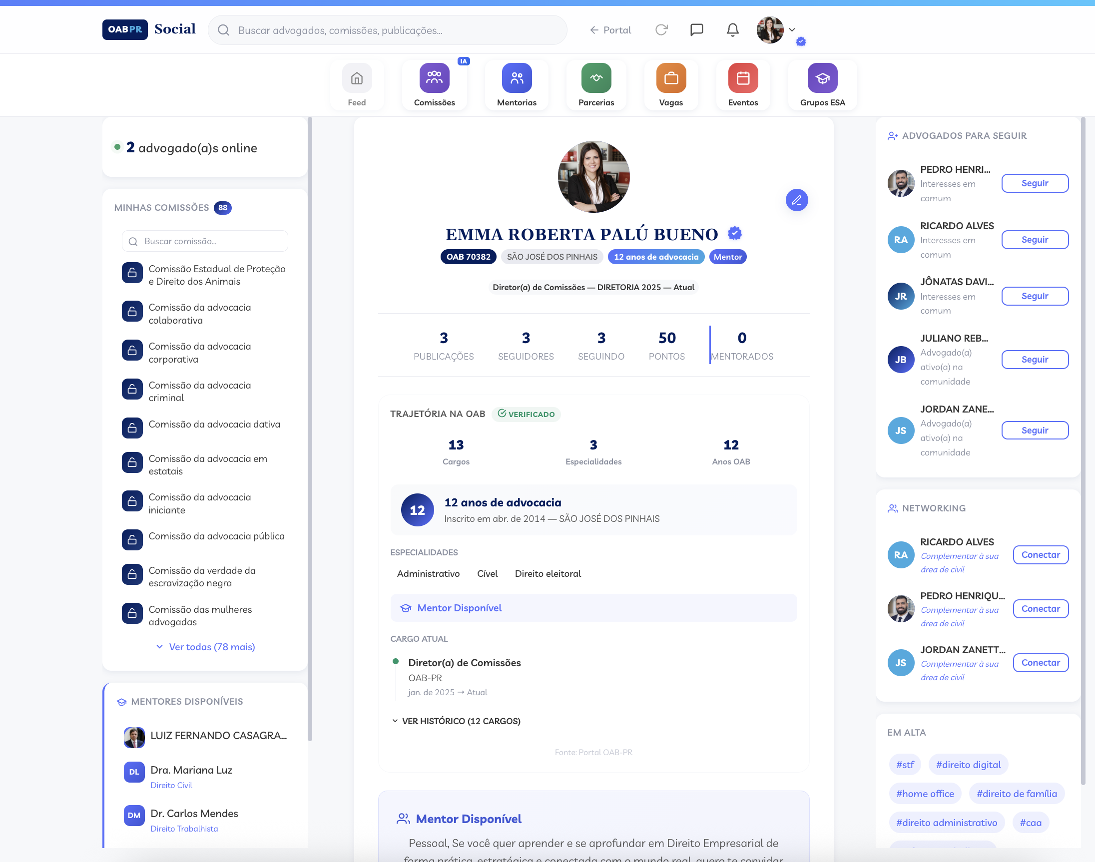 Perfil de advogado verificado